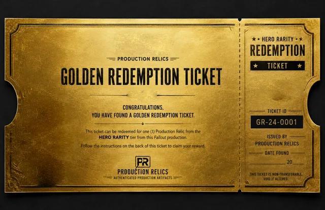 A Golden Redemption Ticket for a Hero rarity relic